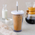 Clear Plastic Tumbler with Lid and Straw, Double Wall Insulated, BPA-Free, No Sweat, for Hot and Cold Drinks