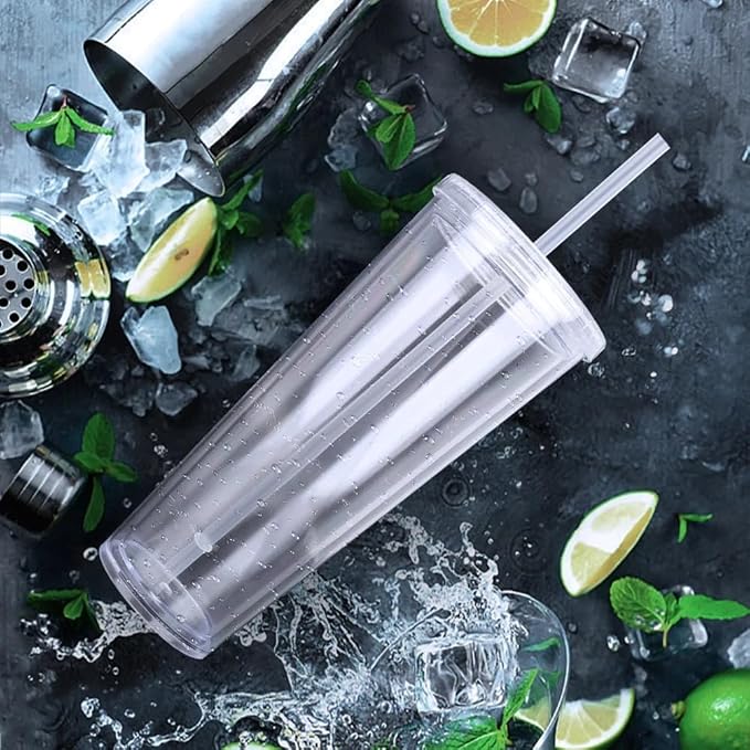 Clear Tumbler, Reusable Plastic Cups for Ice Water Juice Tea Milk